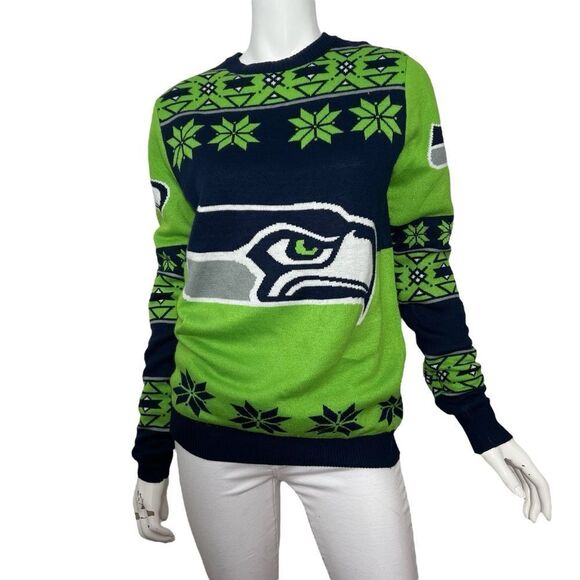 Seattle Seahawks NFL Team Apparel Christmas Sweater --‎ S - Picture 1 of 12